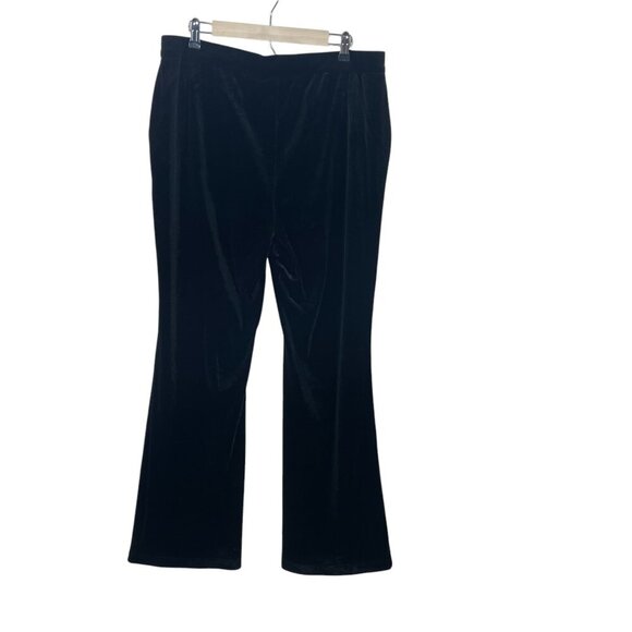 Good American Black Velvet Pants Size 5 (2XL) Flare Leg Trouser Relaxed Velour - Picture 2 of 7